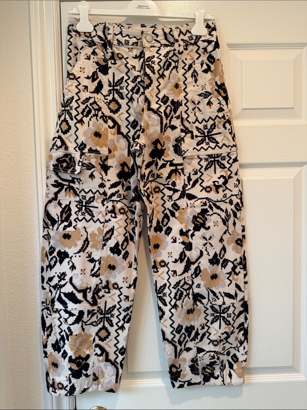 Anthropologie Botanical Print Corduroy Pants in Beautiful Color Combo